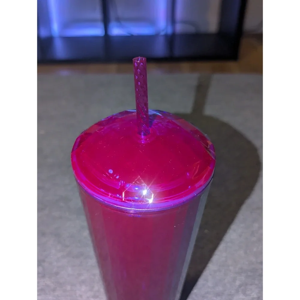 Starbucks Tumbler April 2021 Tall Purple Cold Cup Blue Edge Glow Dome Lid 24 oz